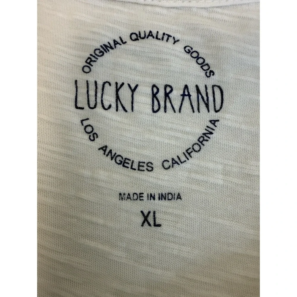 Lucky Brand Embroidered Tank Top XL White Blue Boho Coastal Summer - Picture 8 of 9